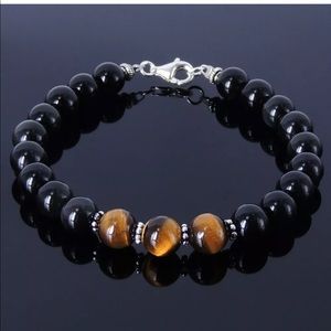 Men’s Tiger Eye & Black Onyx Sterling Bracelet